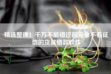 精选整理！千万不能错过的完全不看征信的贷款借款软件
