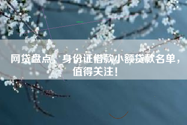 网贷盘点，身份证借款小额贷款名单，值得关注！