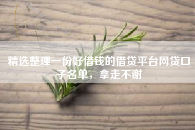 精选整理一份好借钱的借贷平台网贷口子名单，拿走不谢