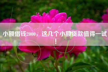 小额借钱2000，这几个小额贷款值得一试！