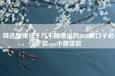 精选整理！千万不能错过的2022黑口子必下款app小额贷款