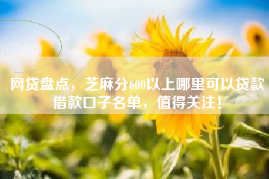 网贷盘点，芝麻分600以上哪里可以贷款借款口子名单，值得关注！