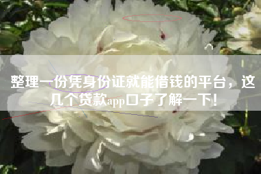 整理一份凭身份证就能借钱的平台，这几个贷款app口子了解一下！