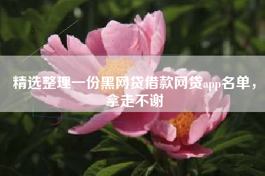 精选整理一份黑网贷借款网贷app名单，拿走不谢