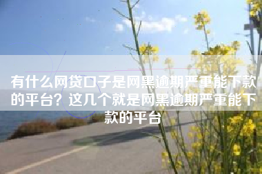 有什么网贷口子是网黑逾期严重能下款的平台？这几个就是网黑逾期严重能下款的平台