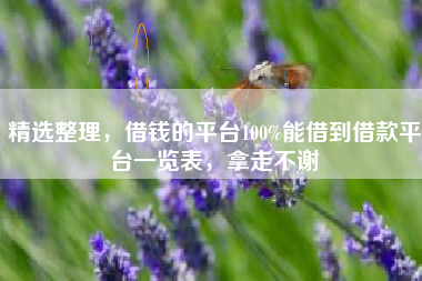 精选整理，借钱的平台100%能借到借款平台一览表，拿走不谢