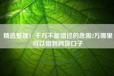 精选整理！千万不能错过的急需2万哪里可以借到网贷口子