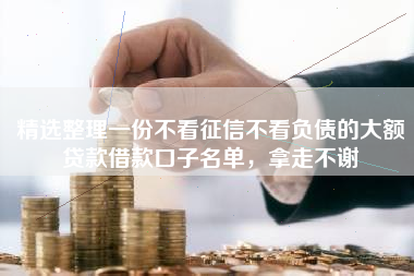 精选整理一份不看征信不看负债的大额贷款借款口子名单，拿走不谢