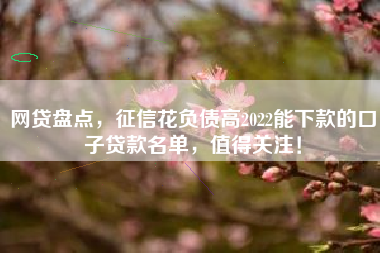 网贷盘点，征信花负债高2022能下款的口子贷款名单，值得关注！