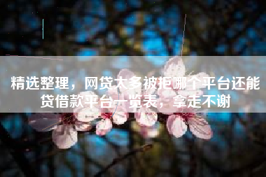 精选整理，网贷太多被拒哪个平台还能贷借款平台一览表，拿走不谢