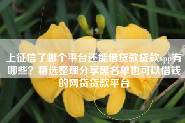 上征信了哪个平台还能借贷款贷款app有哪些？精选整理分享黑名单也可以借钱的网贷贷款平台