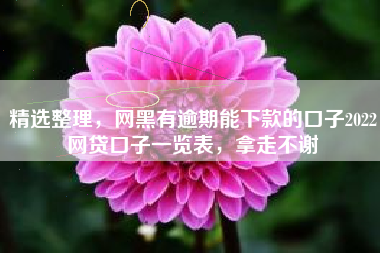 精选整理，网黑有逾期能下款的口子2022网贷口子一览表，拿走不谢