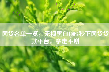 网贷名单一览，无视黑白100%秒下网贷贷款平台，拿走不谢
