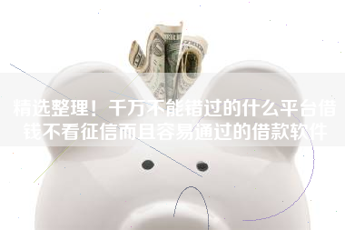 精选整理！千万不能错过的什么平台借钱不看征信而且容易通过的借款软件