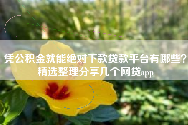 凭公积金就能绝对下款贷款平台有哪些？精选整理分享几个网贷app