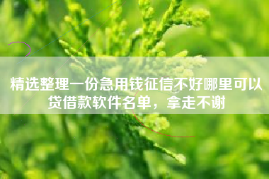 精选整理一份急用钱征信不好哪里可以贷借款软件名单，拿走不谢