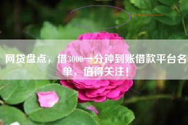 网贷盘点，借3000一分钟到账借款平台名单，值得关注！