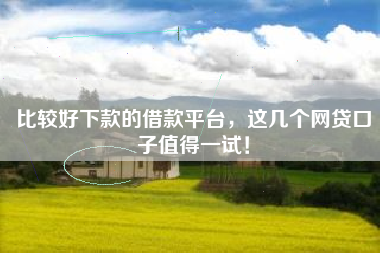 比较好下款的借款平台，这几个网贷口子值得一试！
