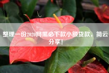 整理一份2020网黑必下款小额贷款，简云分享！
