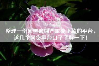 整理一份网黑逾期严重能下款的平台，这几个网贷平台口子了解一下！