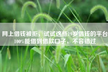 网上借钱被拒，试试这些19岁借钱的平台100%能借到借款口子，不容错过