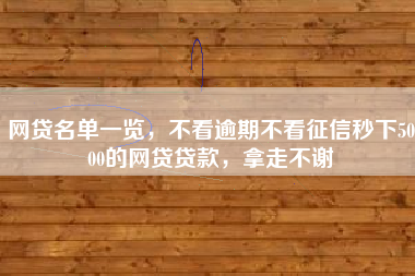 网贷名单一览，不看逾期不看征信秒下5000的网贷贷款，拿走不谢