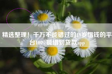 精选整理！千万不能错过的19岁借钱的平台100%能借到贷款app