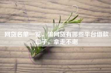 网贷名单一览，黑网贷有哪些平台借款口子，拿走不谢