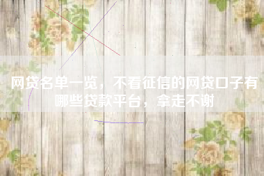网贷名单一览，不看征信的网贷口子有哪些贷款平台，拿走不谢