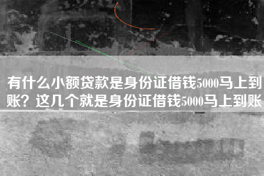 有什么小额贷款是身份证借钱5000马上到账？这几个就是身份证借钱5000马上到账