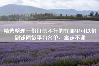 精选整理一份征信不行的在哪里可以借到钱网贷平台名单，拿走不谢