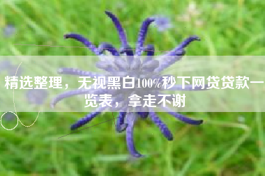 精选整理，无视黑白100%秒下网贷贷款一览表，拿走不谢