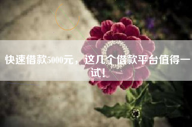 快速借款5000元，这几个借款平台值得一试！