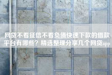 网贷不看征信不看负债快速下款的借款平台有哪些？精选整理分享几个网贷app