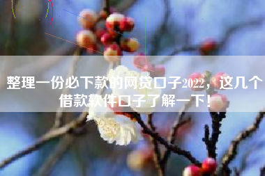 整理一份必下款的网贷口子2022，这几个借款软件口子了解一下！