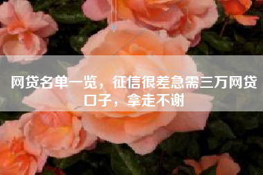 网贷名单一览，征信很差急需三万网贷口子，拿走不谢