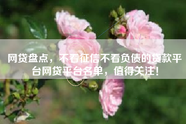 网贷盘点，不看征信不看负债的贷款平台网贷平台名单，值得关注！