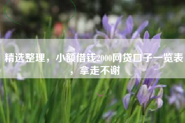 精选整理，小额借钱2000网贷口子一览表，拿走不谢