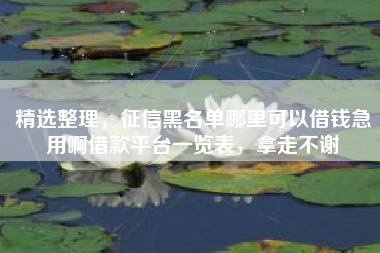 精选整理，征信黑名单哪里可以借钱急用啊借款平台一览表，拿走不谢