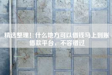 精选整理！什么地方可以借钱马上到账借款平台，不容错过