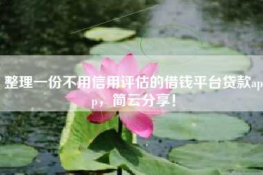 整理一份不用信用评估的借钱平台贷款app，简云分享！