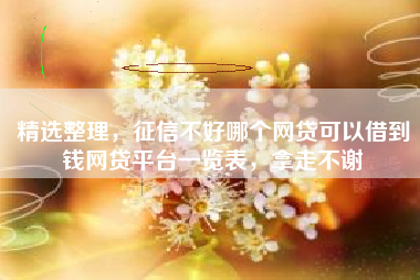 精选整理，征信不好哪个网贷可以借到钱网贷平台一览表，拿走不谢