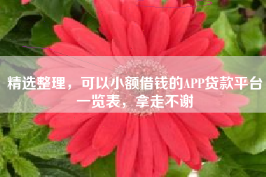 精选整理，可以小额借钱的APP贷款平台一览表，拿走不谢