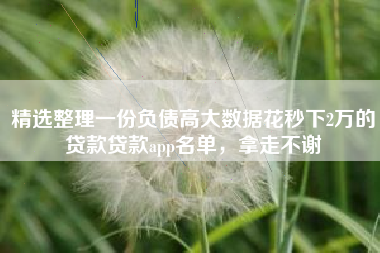 精选整理一份负债高大数据花秒下2万的贷款贷款app名单，拿走不谢