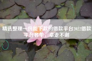 精选整理一份能下款的借款平台2022借款平台名单，拿走不谢