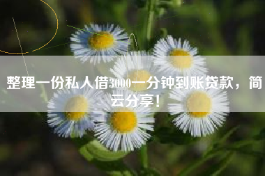 整理一份私人借3000一分钟到账贷款，简云分享！