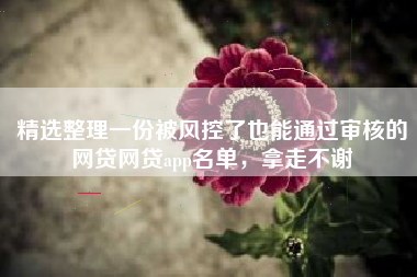 精选整理一份被风控了也能通过审核的网贷网贷app名单，拿走不谢