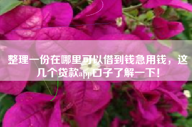 整理一份在哪里可以借到钱急用钱，这几个贷款app口子了解一下！