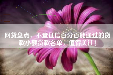 网贷盘点，不查征信百分百能通过的贷款小额贷款名单，值得关注！