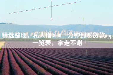 精选整理，私人借3000一分钟到账贷款app一览表，拿走不谢